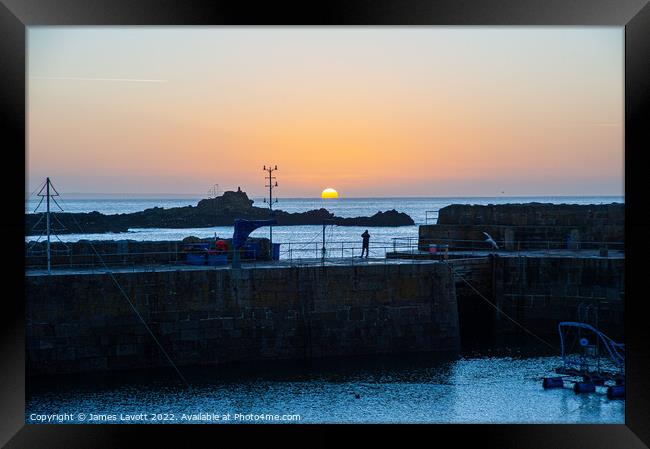 Mousehole Harbour Wall At Sunrise  Framed Print by James Lavott