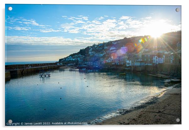 Sunset At Mousehole Acrylic by James Lavott