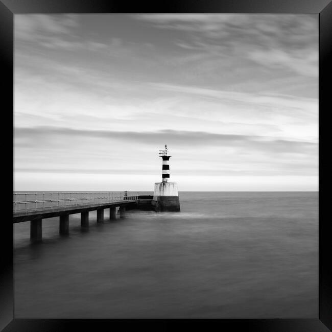 Amble Lighthouse Framed Print by Mark Jones