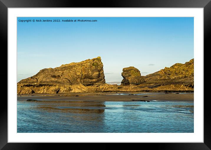 The Crocodile Rock and Lion Rock Broad Haven Beach Framed Mounted Print by Nick Jenkins