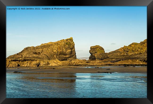 The Crocodile Rock and Lion Rock Broad Haven Beach Framed Print by Nick Jenkins