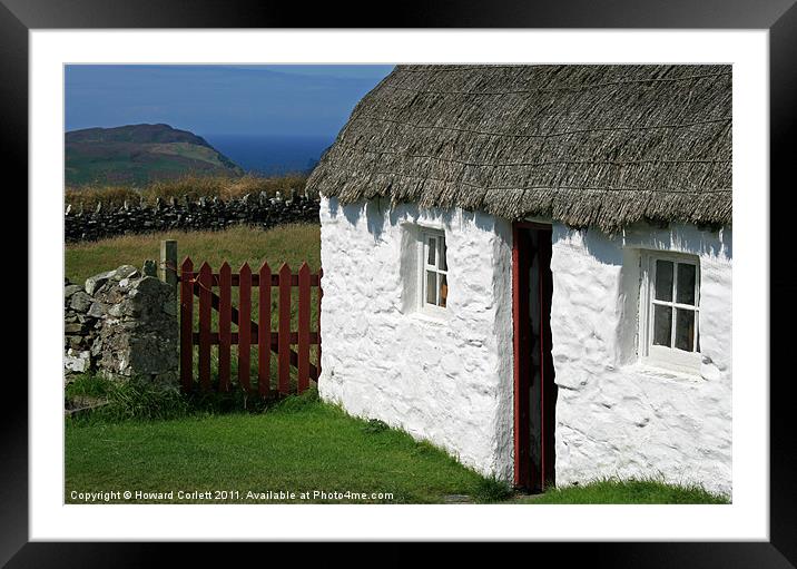 Manx thatched cottage Framed Mounted Print by Howard Corlett