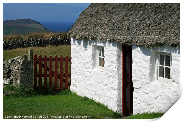 Manx thatched cottage Print by Howard Corlett