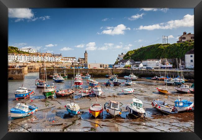 Porthleven Harbour in Cornwall Framed Print by Jim Monk