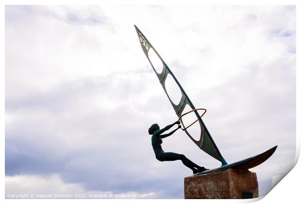 Gran Canaria, spain - January 12, 2022: Sculpture of a surfer wo Print by Joaquin Corbalan