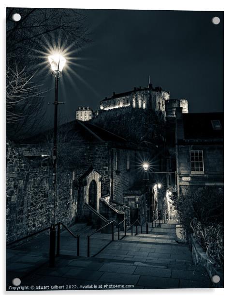 Edinburgh Castle from The Vennel Acrylic by Stuart Gilbert