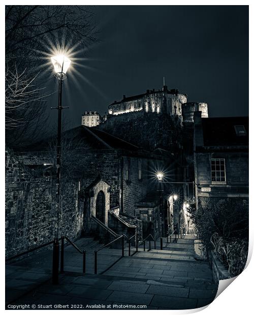 Edinburgh Castle from The Vennel Print by Stuart Gilbert
