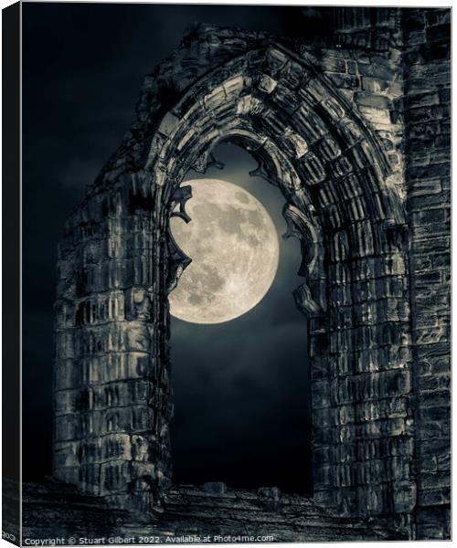 Wolf Moon over St Andrews Canvas Print by Stuart Gilbert