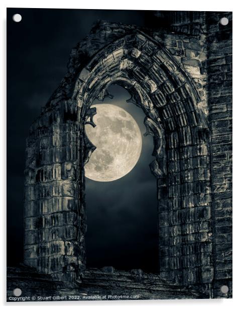 Wolf Moon over St Andrews Acrylic by Stuart Gilbert
