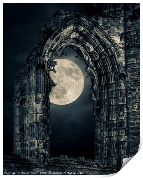 Wolf Moon over St Andrews Print by Stuart Gilbert