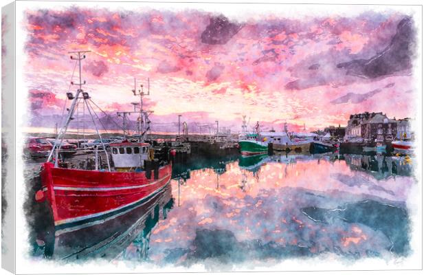 Padstow Sunrise Canvas Print by Helen Hotson