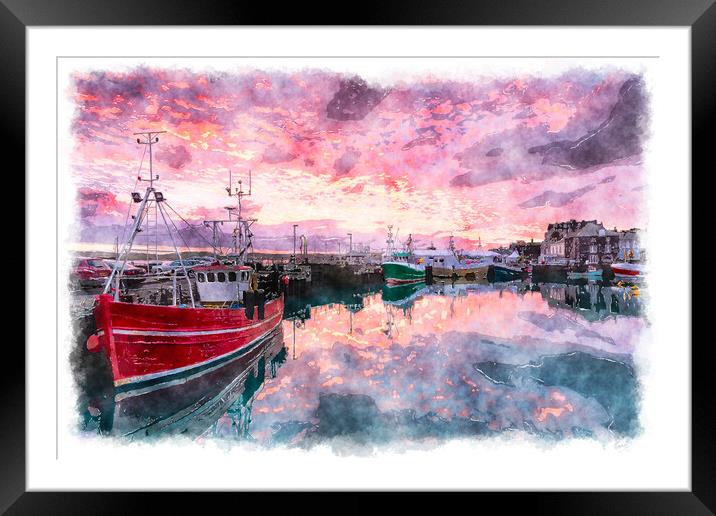 Padstow Sunrise Framed Mounted Print by Helen Hotson