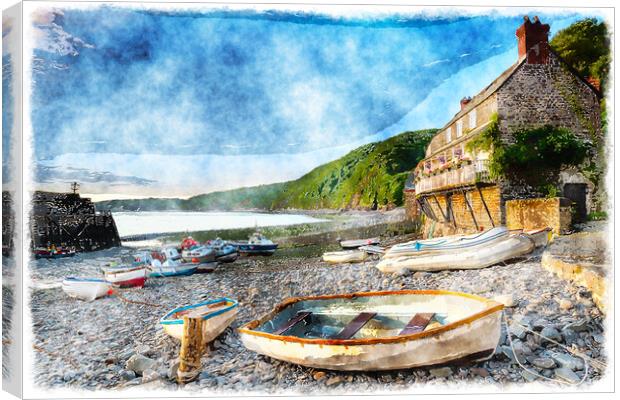 Clovelly Harbour Canvas Print by Helen Hotson