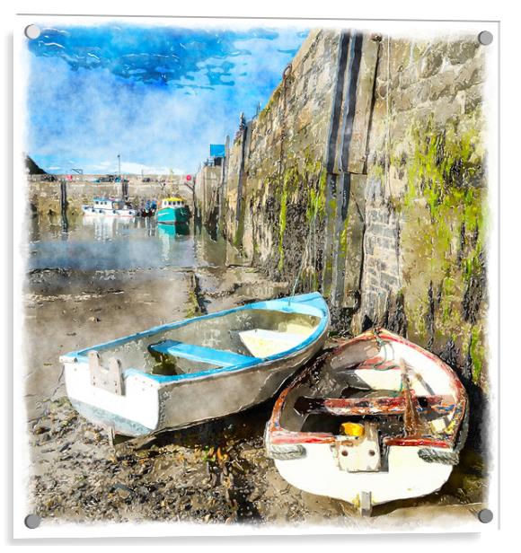 Newquay Harbour Acrylic by Helen Hotson