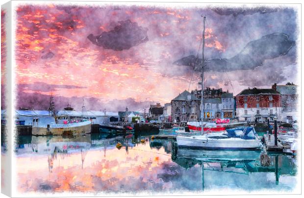Padstow in Cornwall Canvas Print by Helen Hotson