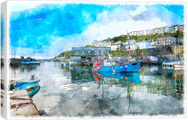 Mevagissey a Cornish Fishing Village Canvas Print by Helen Hotson