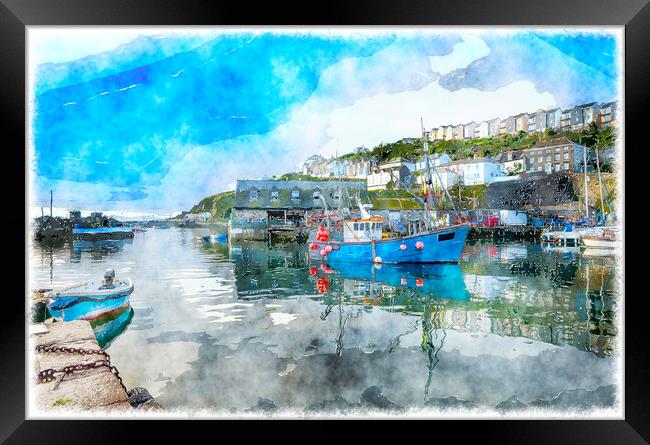 Mevagissey a Cornish Fishing Village Framed Print by Helen Hotson