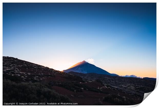 Mount Teide seen in the distance, formed by a volcano Print by Joaquin Corbalan
