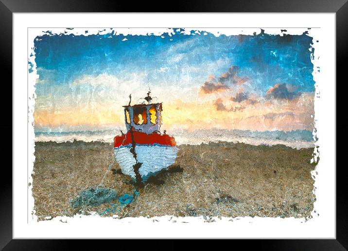 Beautiful Fishing Boat at Sunrise  Framed Mounted Print by Helen Hotson