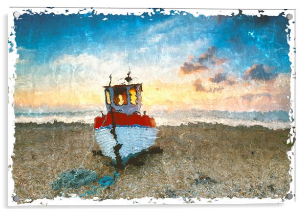 Beautiful Fishing Boat at Sunrise  Acrylic by Helen Hotson