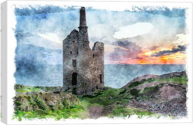 Sunset at Wheal Owles Canvas Print by Helen Hotson