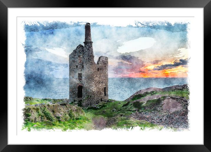 Sunset at Wheal Owles Framed Mounted Print by Helen Hotson