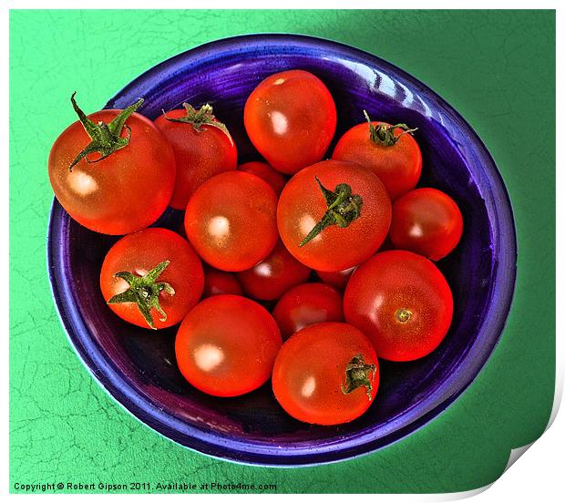 Bowl of tomatoes Print by Robert Gipson