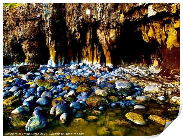 Pendine Rock formations Print by Emma Evans