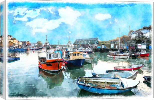 Boats in the Harbour Canvas Print by Helen Hotson