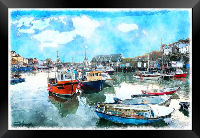 Boats in the Harbour Framed Print by Helen Hotson