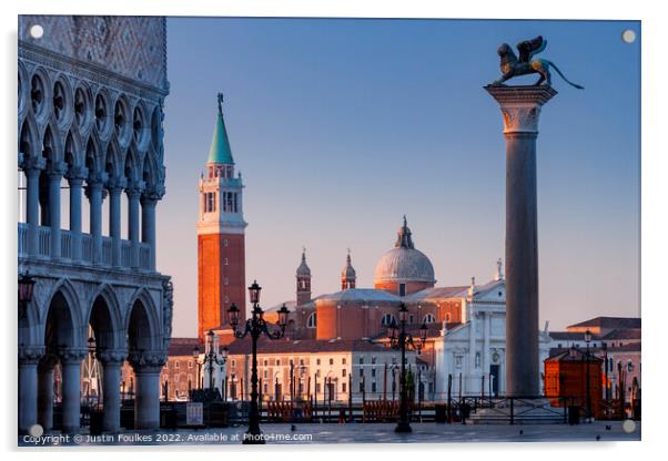 St Mark's Square at sunrise , Venice, Italy Acrylic by Justin Foulkes