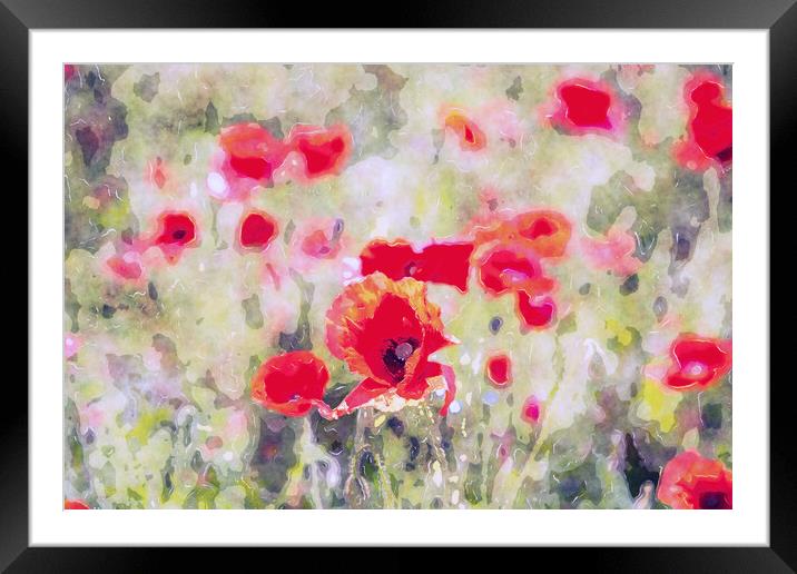 Abstract Popppies Framed Mounted Print by Helen Hotson
