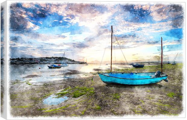 Low Tide at Instow in North Devon Canvas Print by Helen Hotson