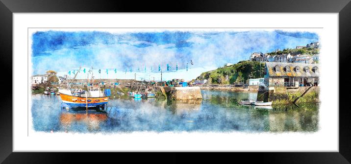 Mevagissey Harbour Framed Mounted Print by Helen Hotson