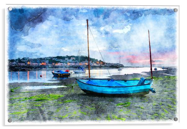 Sunset over Appledore Acrylic by Helen Hotson