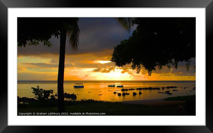 Mauritius Sunset Framed Mounted Print by Graham Lathbury