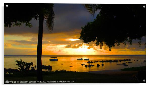 Mauritius Sunset Acrylic by Graham Lathbury