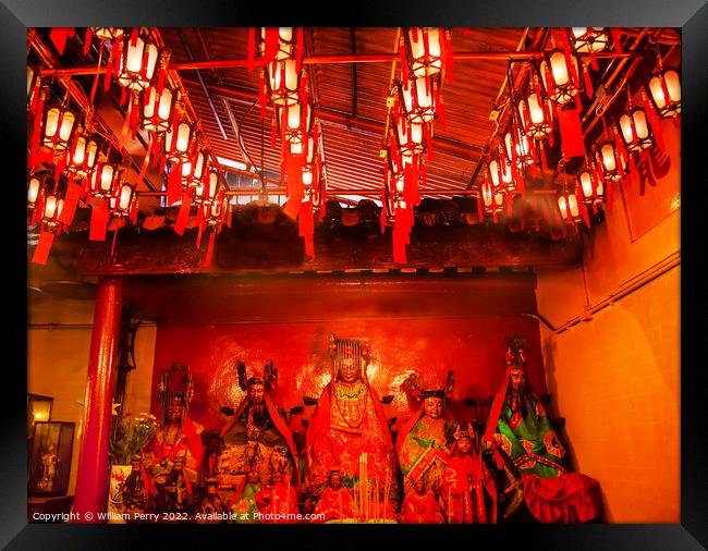 Chinese Gods Lanterns Man Mo Temple  Hong Kong Framed Print by William Perry