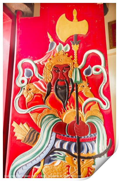 Guan Yu Door Tin Hau Temple,Sea Godess, Stanley, Hong Kong Print by William Perry