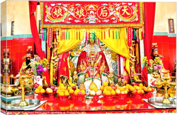 Tin Hau Temple Sea Goddess Statue and Altar Stanley Hong Kong Canvas Print by William Perry