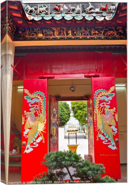 Red Doors Tin Hau Temple Sea Goddess Stanley Hong Kong Canvas Print by William Perry