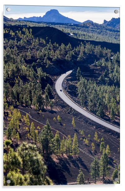 Road through Teide national park Tenerife Acrylic by Phil Crean