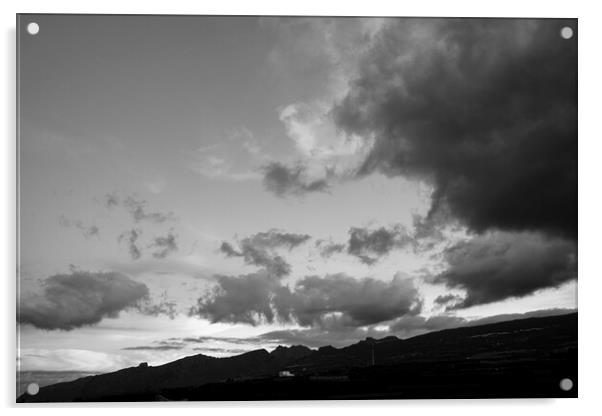 Dramatic sky over Los Gigantes Tenerife Acrylic by Phil Crean