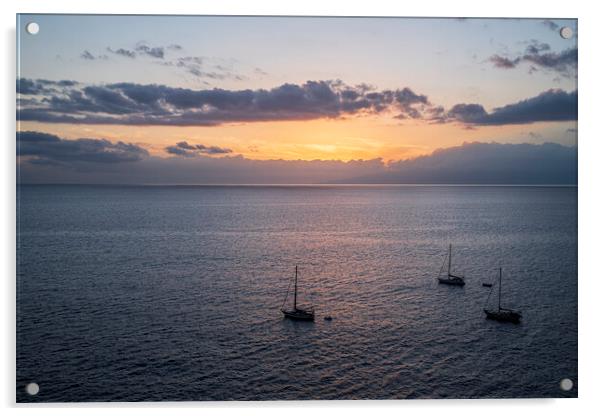 Boats at dusk Tenerife Acrylic by Phil Crean