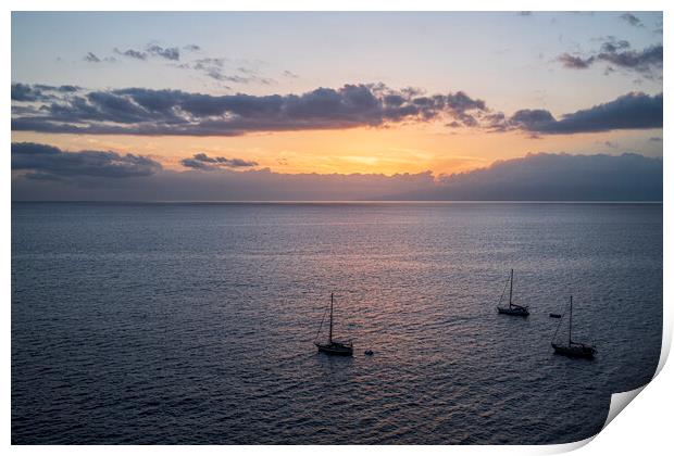 Boats at dusk Tenerife Print by Phil Crean