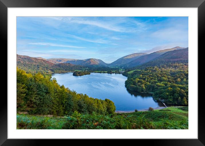 Lake Grasmere in early morning in Lake District Framed Mounted Print by Steve Heap