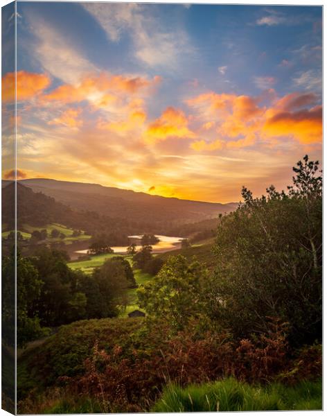 Sunrise over Rydal Water in Lake District Canvas Print by Steve Heap