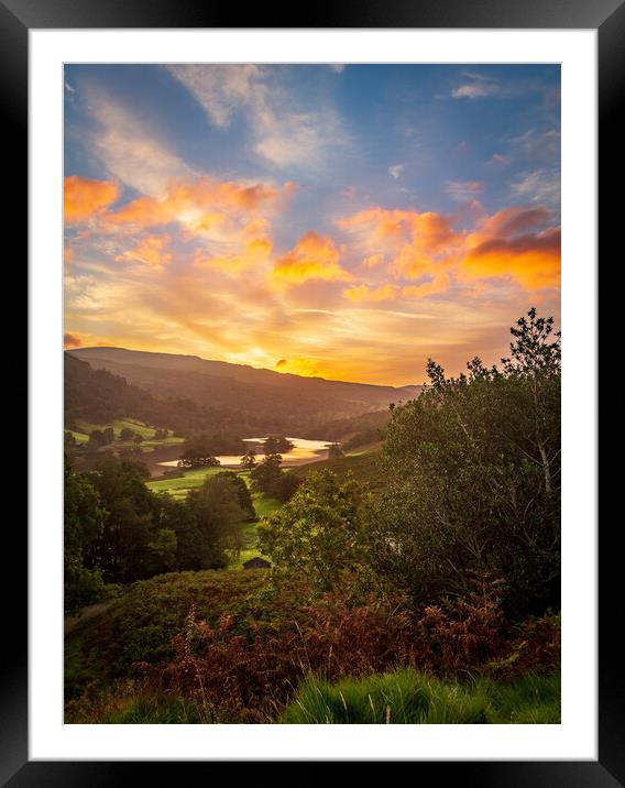 Sunrise over Rydal Water in Lake District Framed Mounted Print by Steve Heap