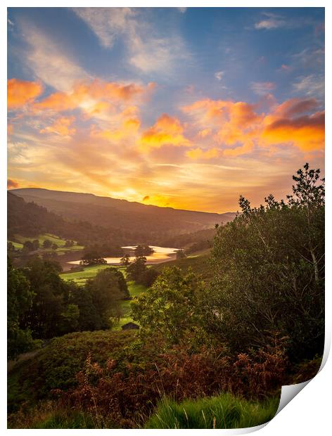 Sunrise over Rydal Water in Lake District Print by Steve Heap