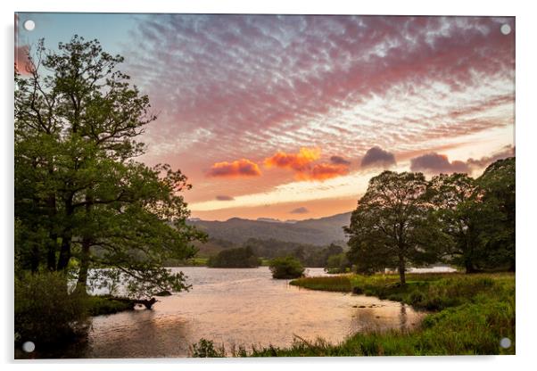 Sunset over Rydal Water in Lake District Acrylic by Steve Heap